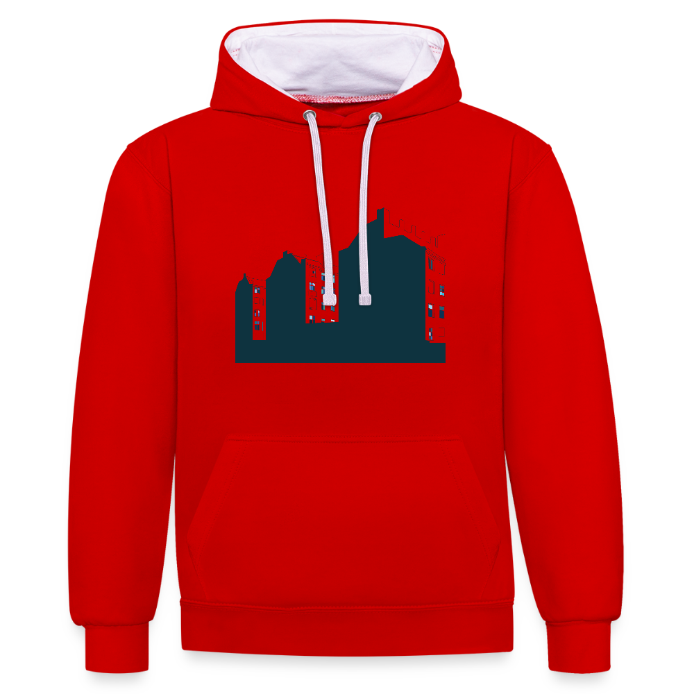 Sonnenburger Straße - Kontrast Hoodie - Rot/Weiß