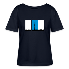 Berliner Skyline in Streifen - Relaxed Rundhals Frauen Bio-T-Shirt