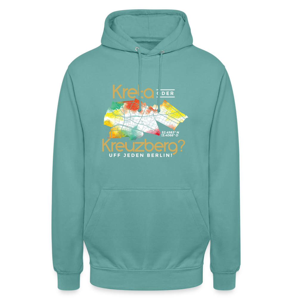 Kreta oder Kreuzberg - Unisex Hoodie - Pastelltürkis