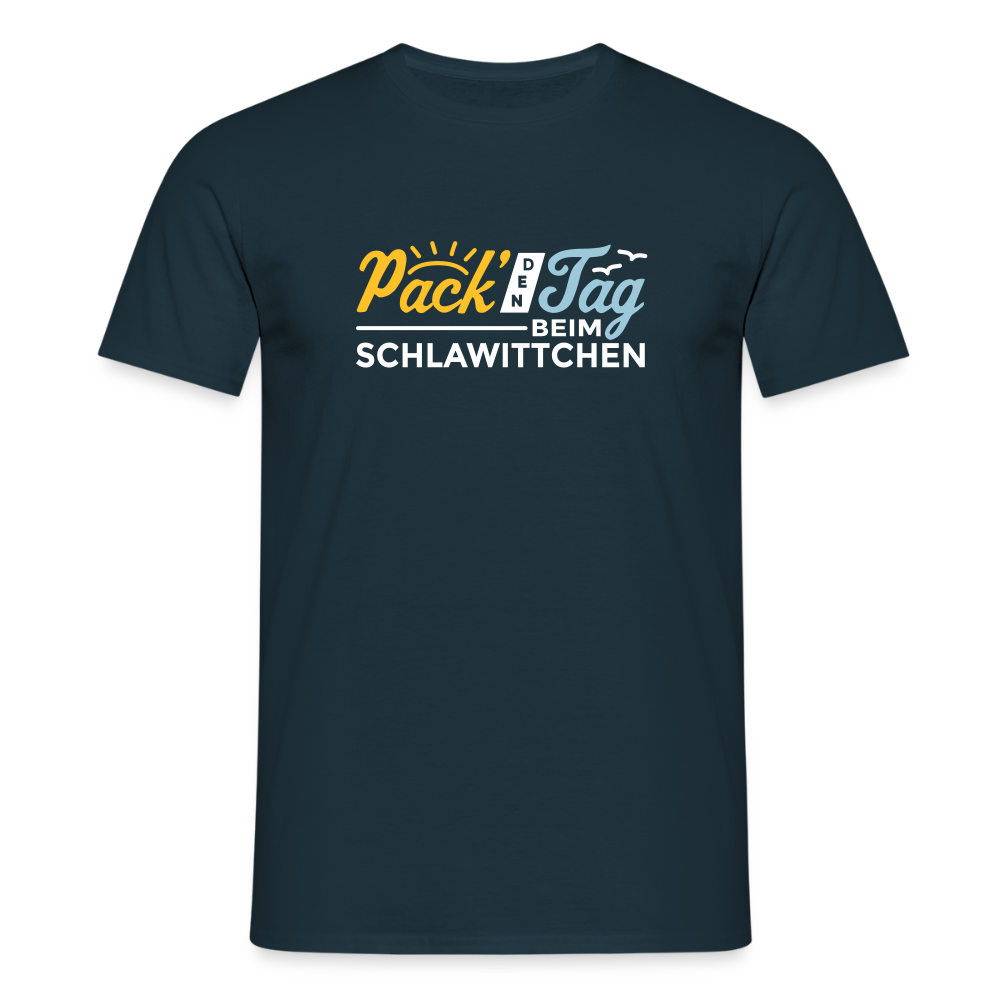 Pack' den Tag beim Schlawittchen - Männer Premium T-Shirt - Navy