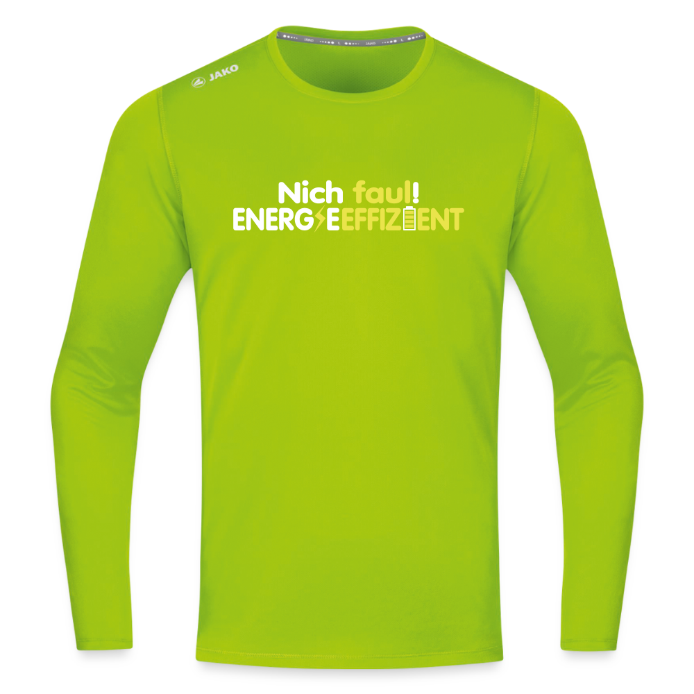 Nich faul! Energieeffizient! - Männer Sport Langamshirt - Neongrün
