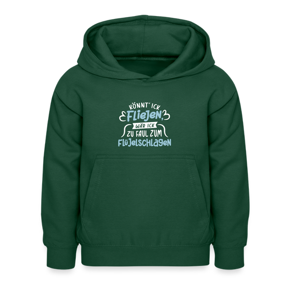 Könnt' ick fliejen, wär ick zu faul zum Flüjelschlagen - Kinder Hoodie - Flaschengrün