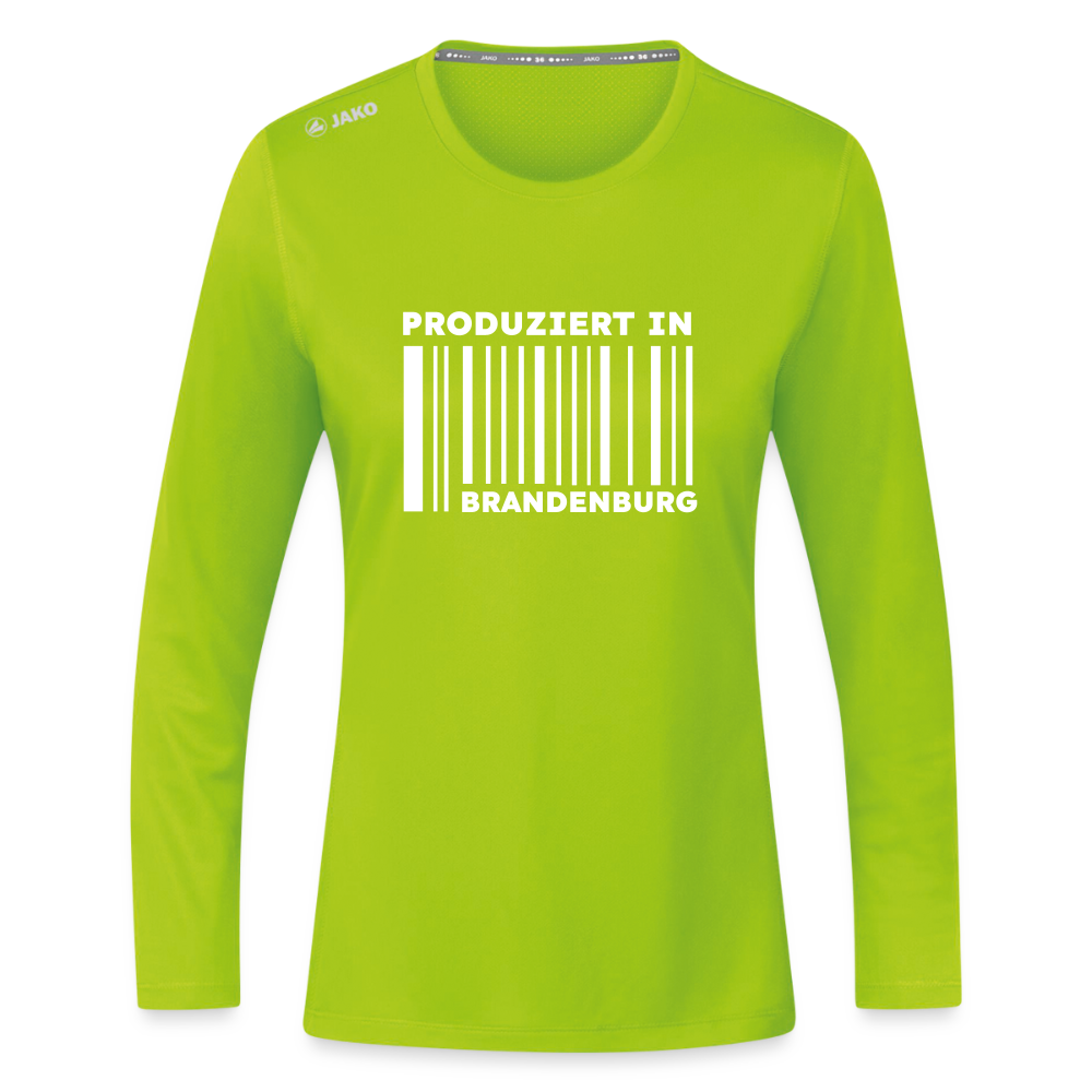 PRODUZIERT IN BRANDENBURG - Frauen Sport Langarmshirt - Neongrün