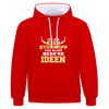 Ick bin keen Sturkopp - Kontrast Hoodie - Rot/Weiß