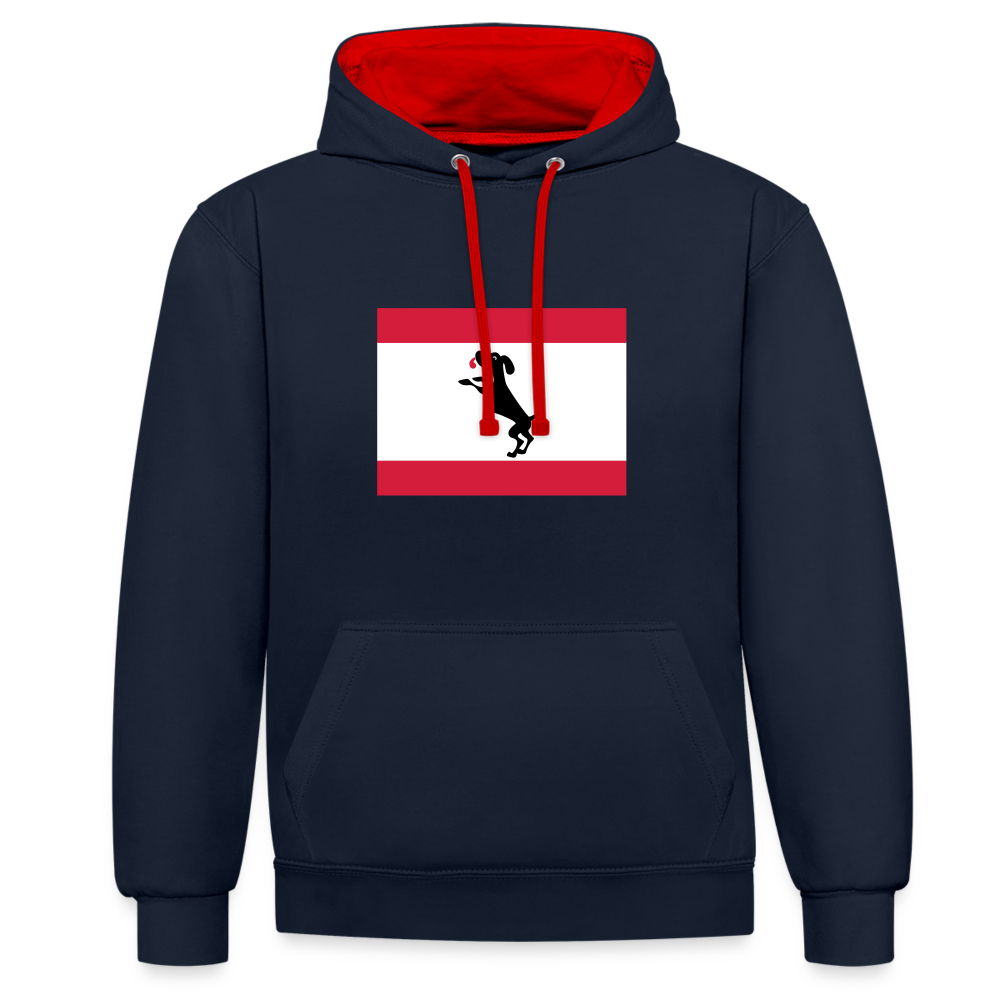 Berliner Flagge mit Hund - Kontrast Hoodie - Navy/Rot