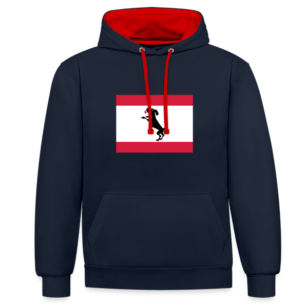 Berliner Flagge mit Hund - Kontrast Hoodie - Navy/Rot