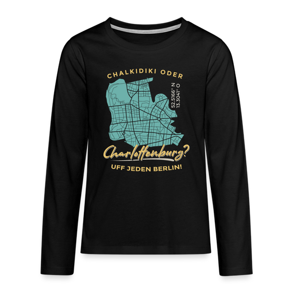 Chalkidiki oder Charlottenburg - Teenager Langarmshirt - Schwarz
