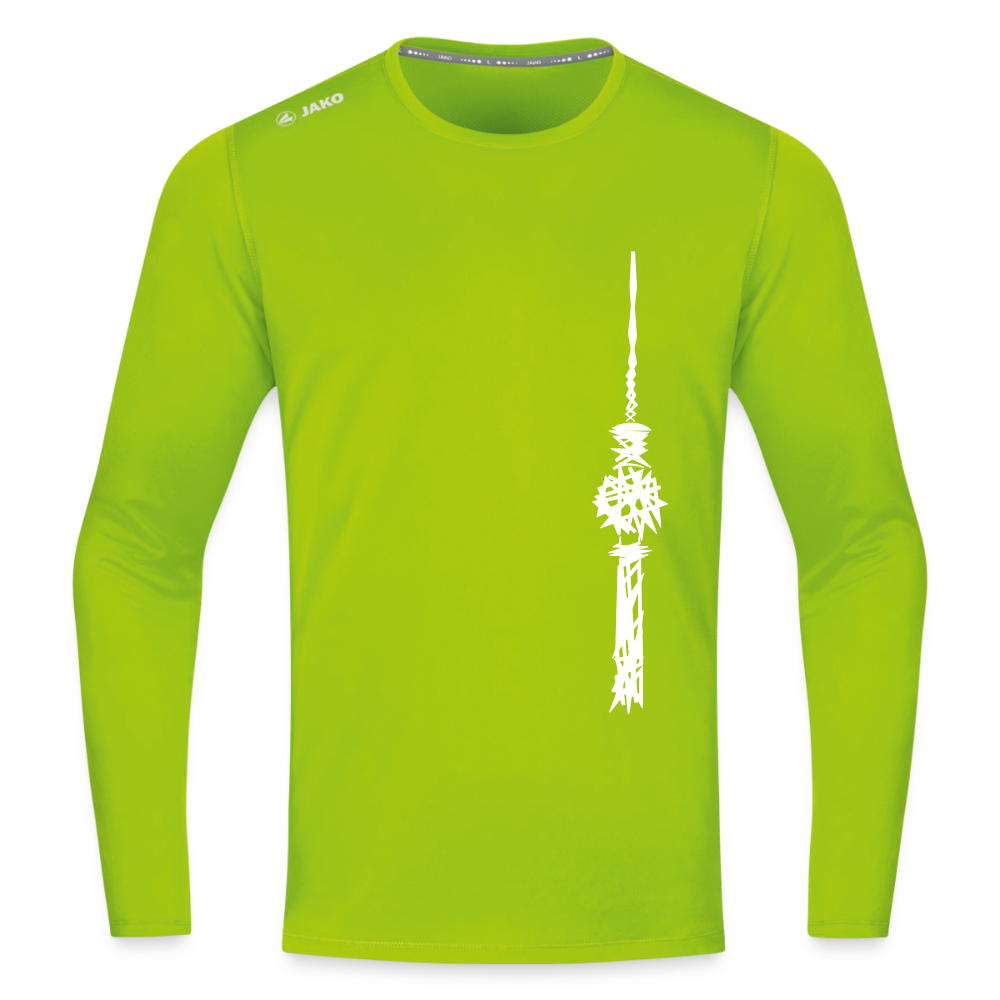 Fernsehturm Zick zack - Männer Sport Langamshirt - Neongrün