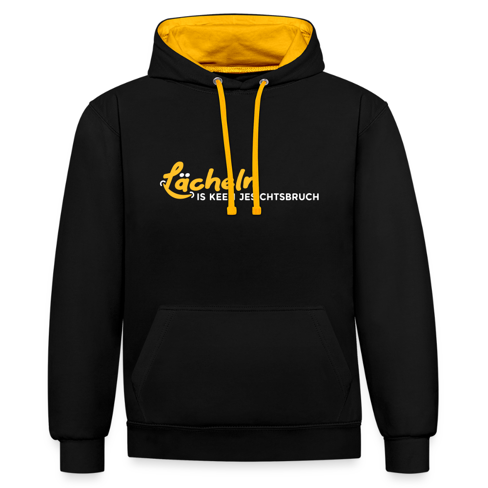 Lächeln is keen Jesichtsbruch - Kontrast Hoodie - Schwarz/Gold