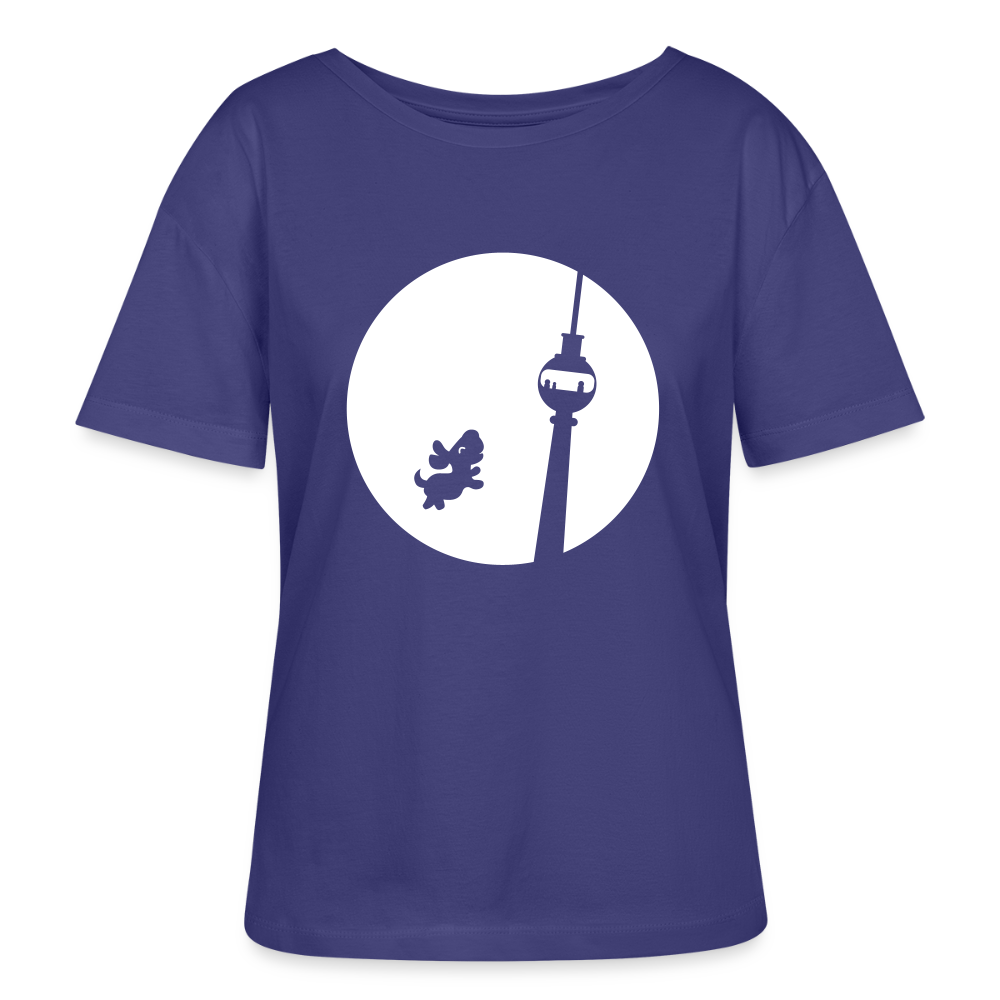 Hund am Fernsehturm - Relaxed Rundhals Frauen Bio-T-Shirt - Dämmerung