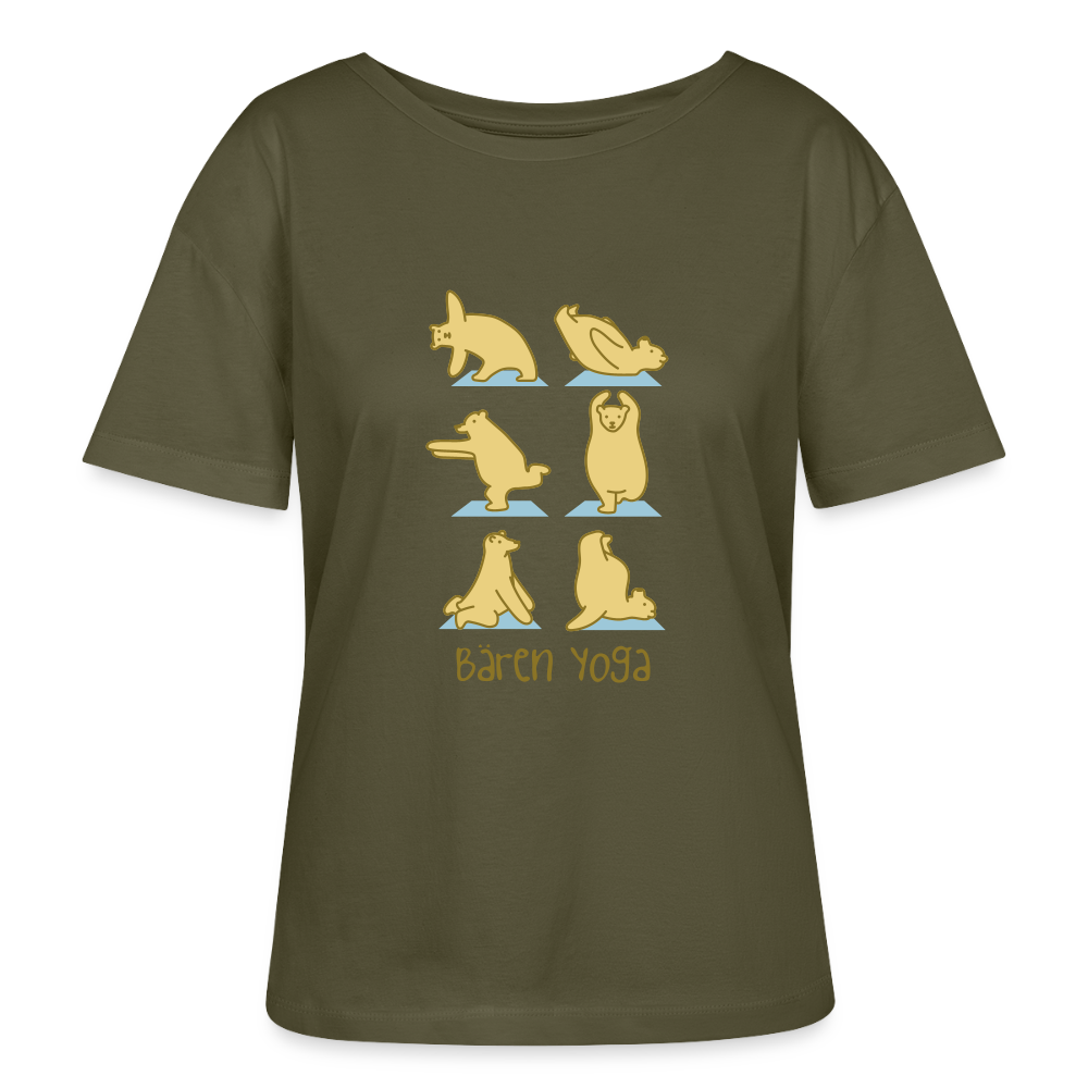 Bären Yoga - Relaxed Rundhals Frauen Bio-T-Shirt - Khaki