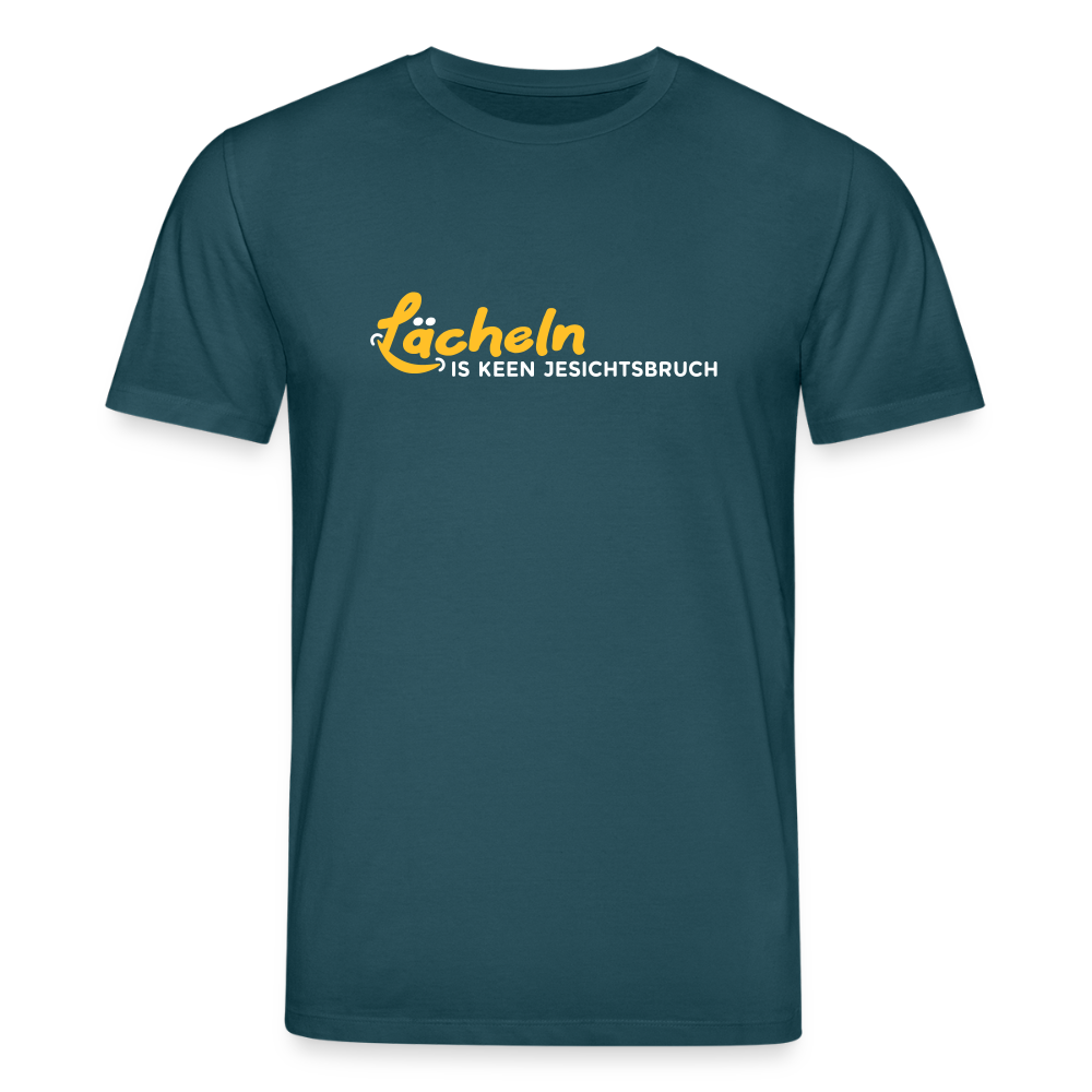 Lächeln is keen Jesichtsbruch - Unisex Bio T-Shirt - Dunkles Petrol