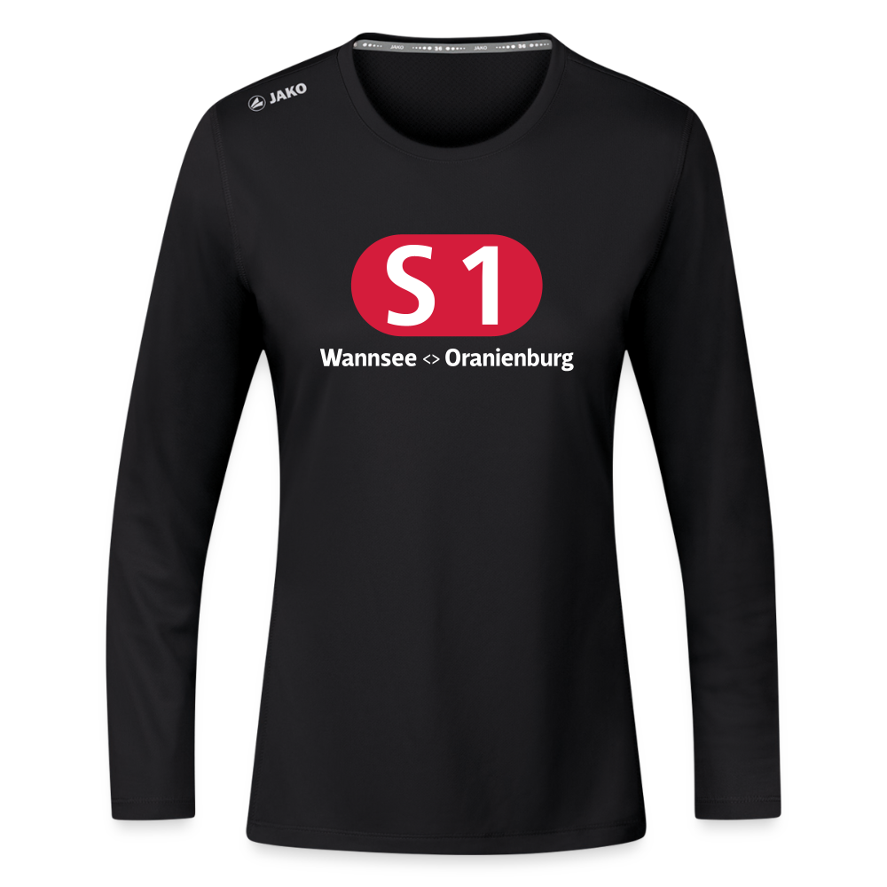 S1 - Frauen Sport Langarmshirt - Schwarz