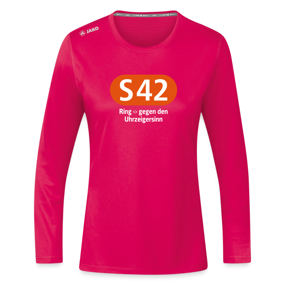 S42 - Frauen Sport Langarmshirt - dunkles Pink