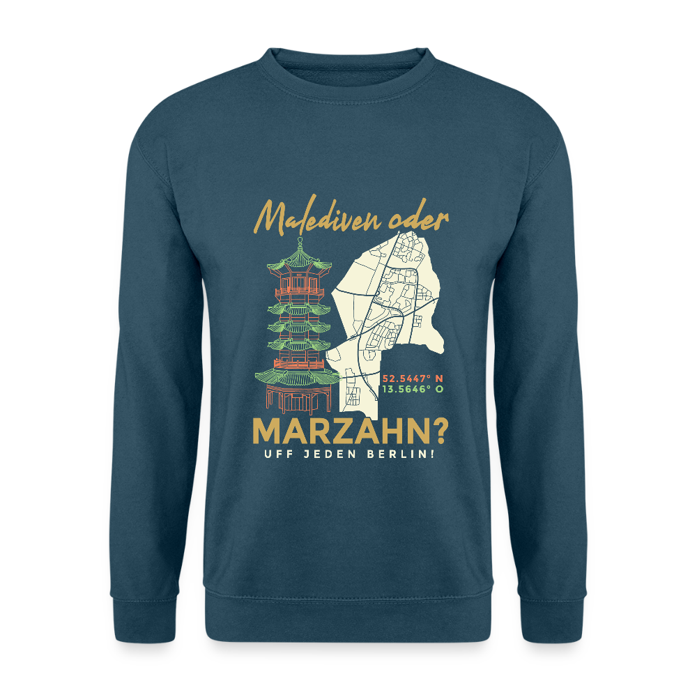 Malediven oder Marzahn - Unisex Pullover - Indigoblau