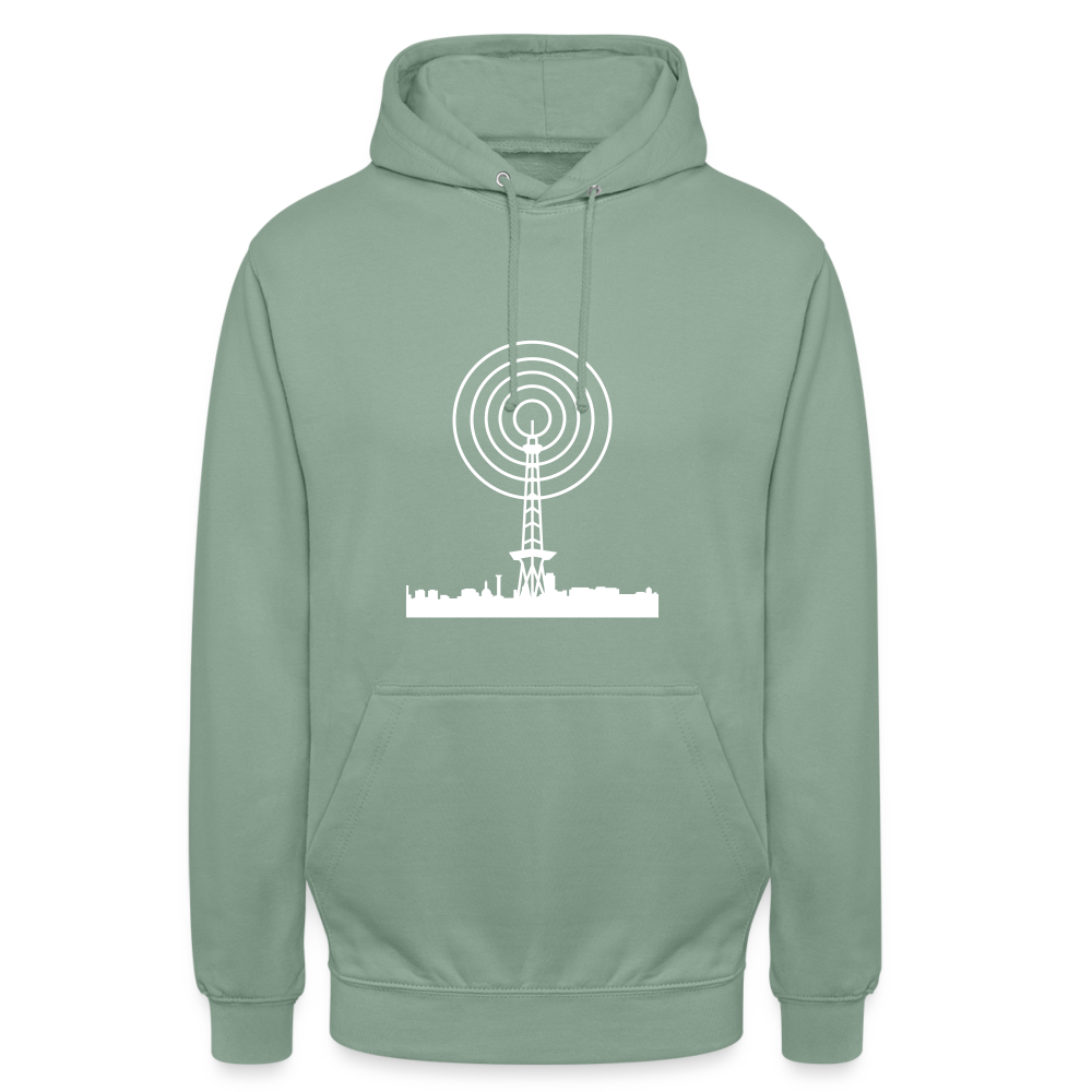 Funkturm im Fokus - Unisex Hoodie - Graugrün