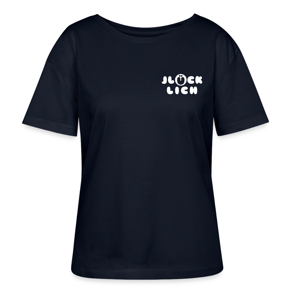 Jlücklich - Relaxed Rundhals Frauen Bio-T-Shirt - Navy