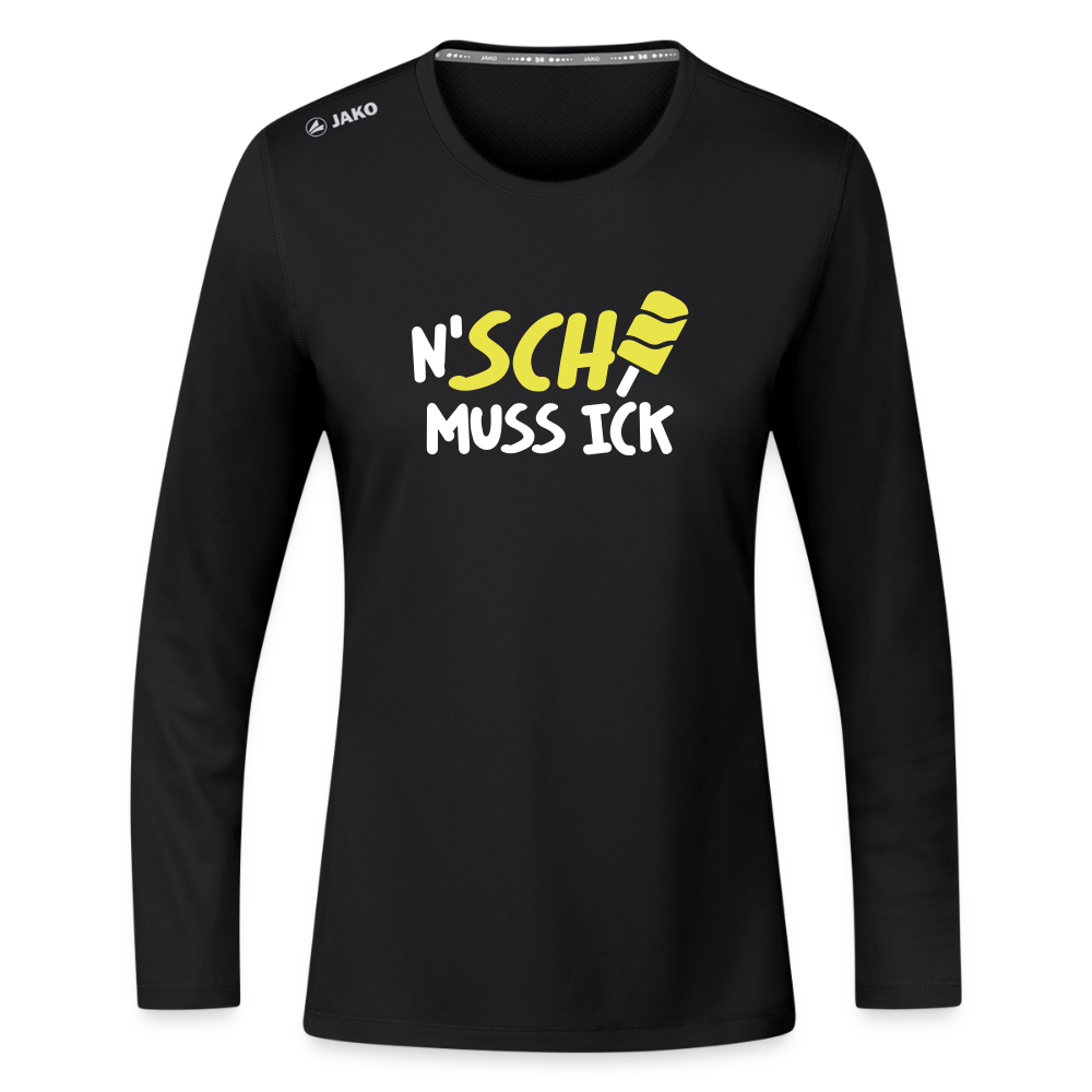 N'SCH... MUSS ICK - Frauen Sport Langarmshirt - Schwarz