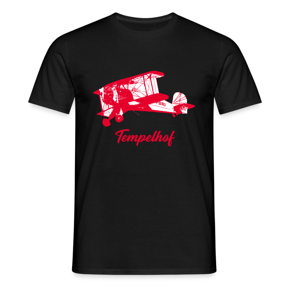 Tempelhof Flugzeug rot - Männer Premium T-Shirt - Schwarz