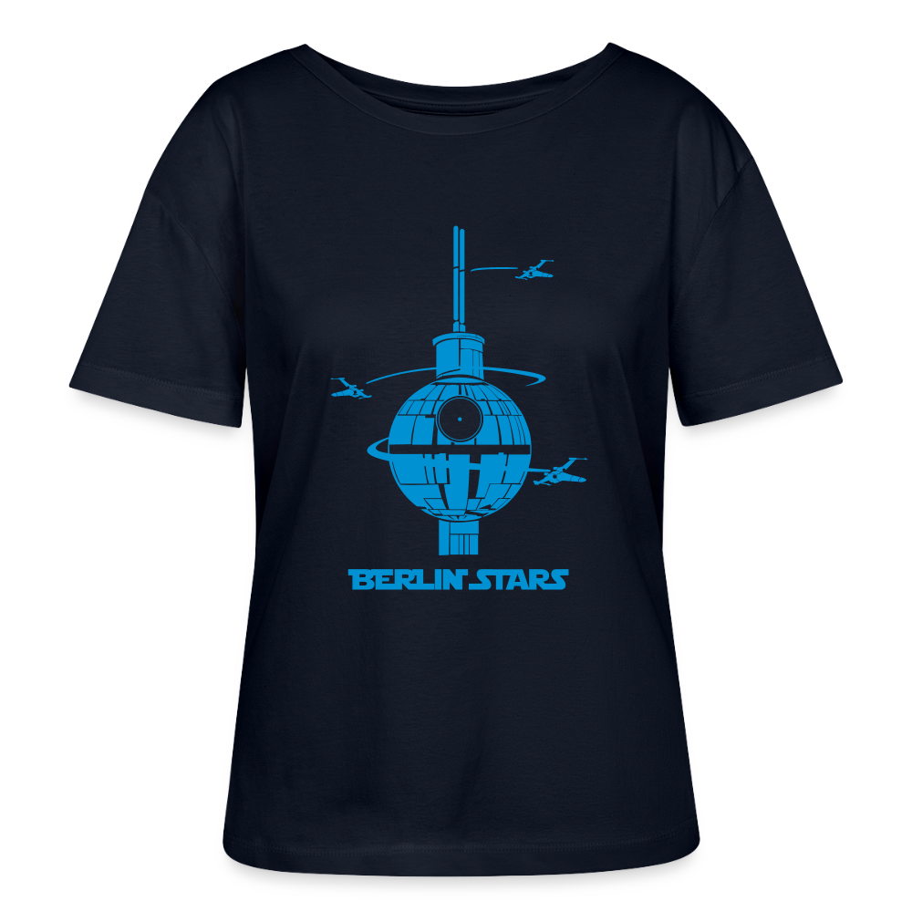 Berlin Stars - Blau - Relaxed Rundhals Frauen Bio-T-Shirt - Navy