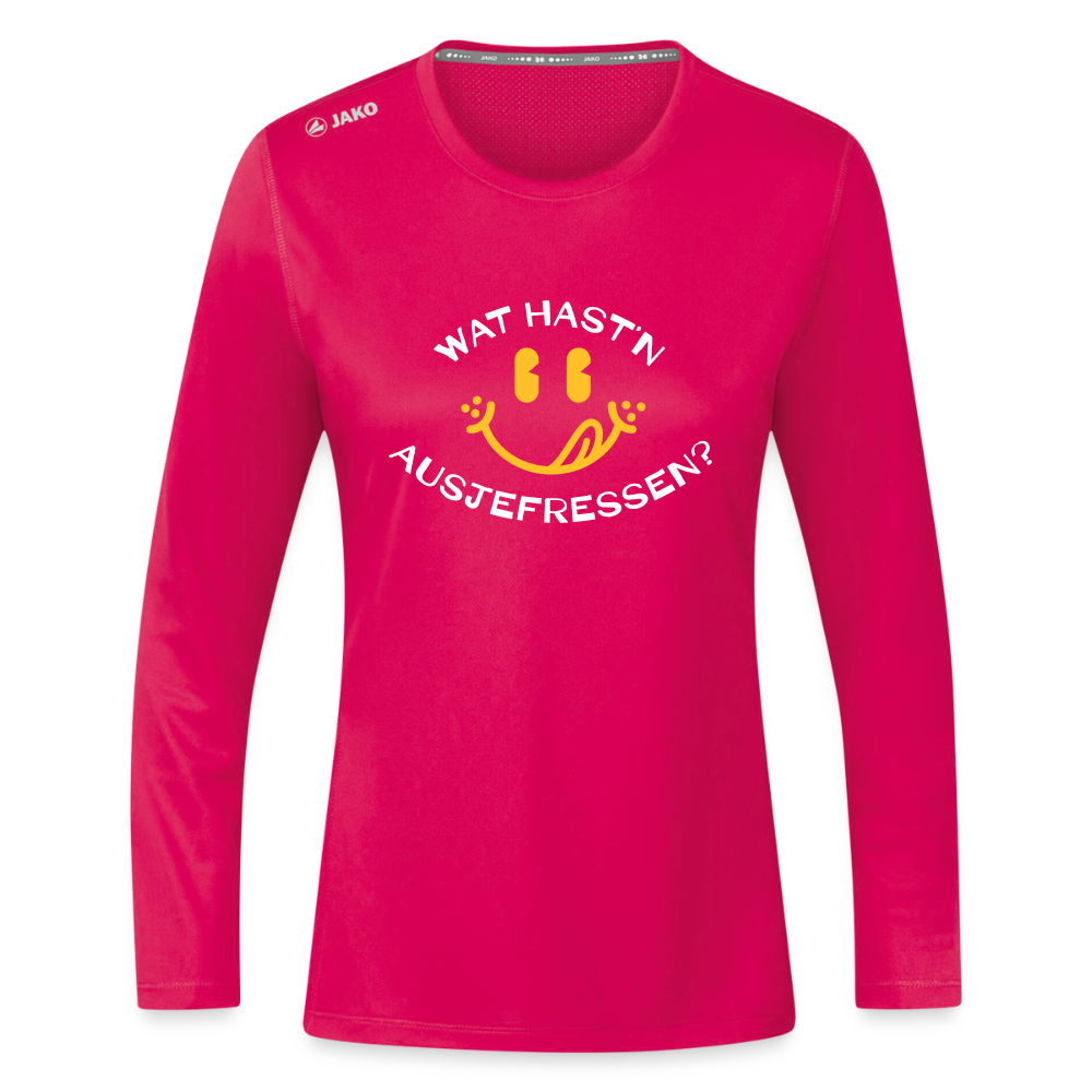 Wat Hast’n Ausjefressen - Frauen Sport Langarmshirt - dunkles Pink