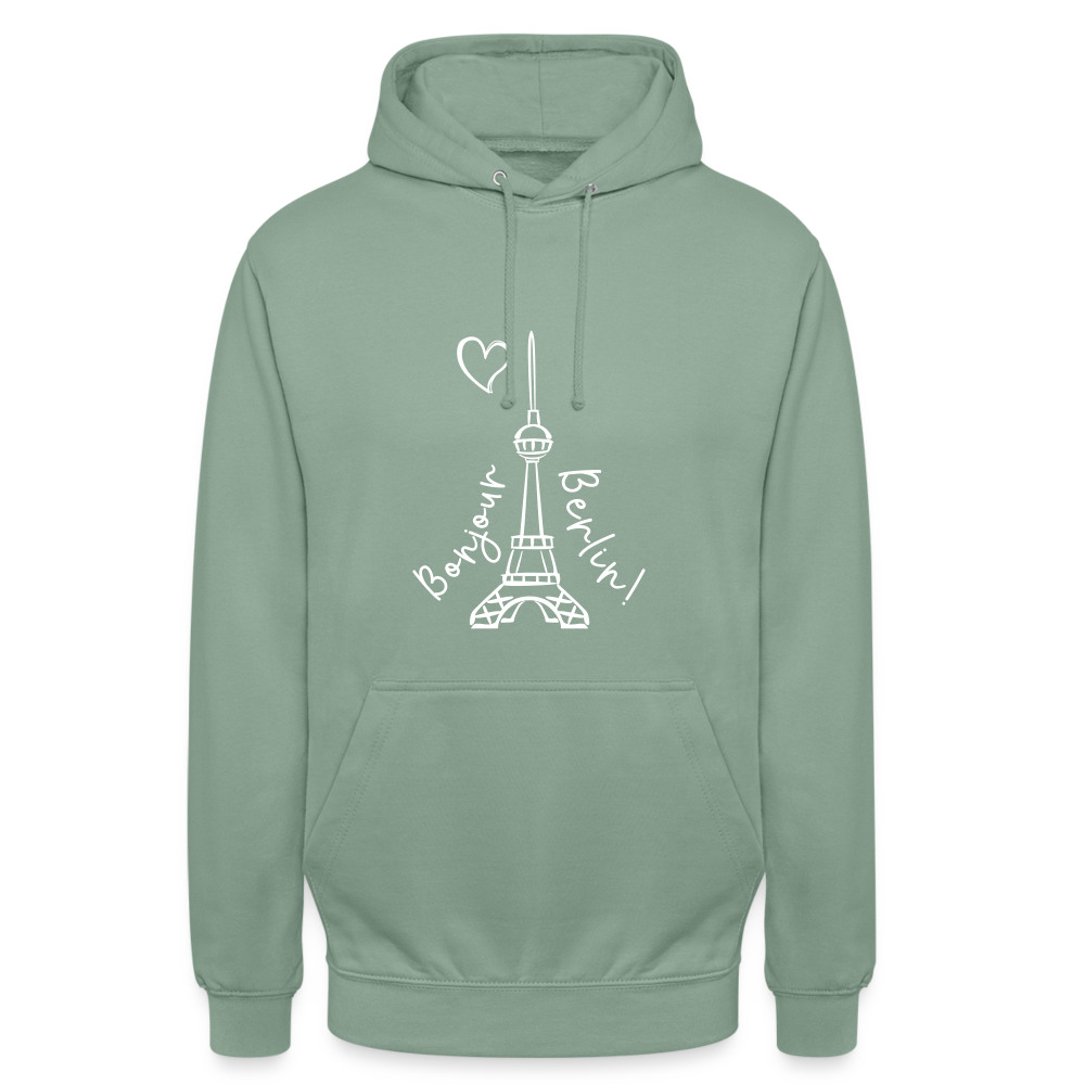 Eiffelturm in Berlin Bonjour - Unisex Hoodie - Graugrün