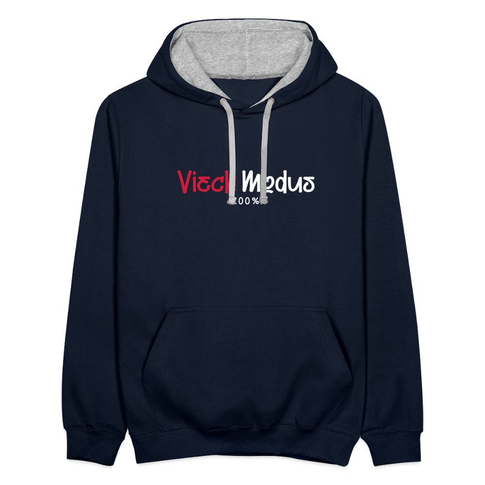 Viech Modus 100% - Kontrast Hoodie - Navy/Grau meliert