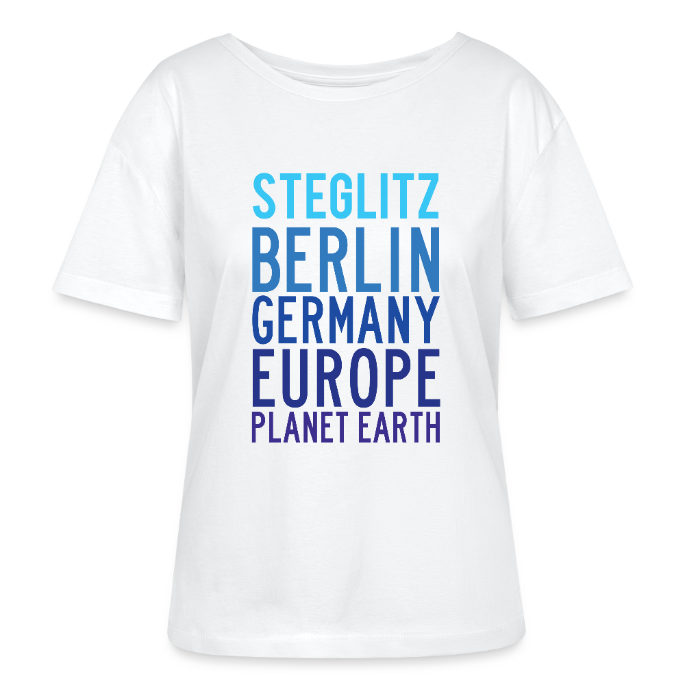 Steglitz Planet Earth - Relaxed Rundhals Frauen Bio-T-Shirt - Weiß