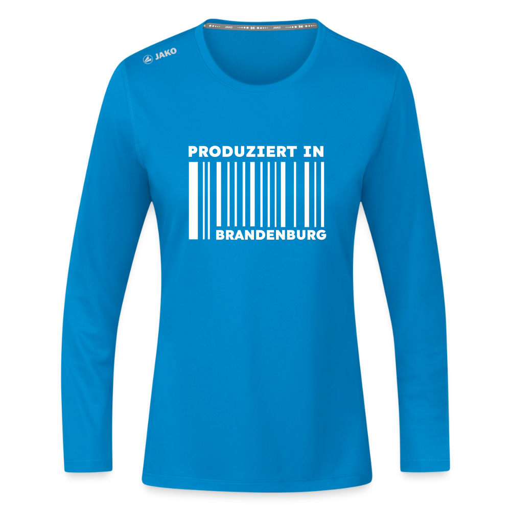 PRODUZIERT IN BRANDENBURG - Frauen Sport Langarmshirt - Saphirblau