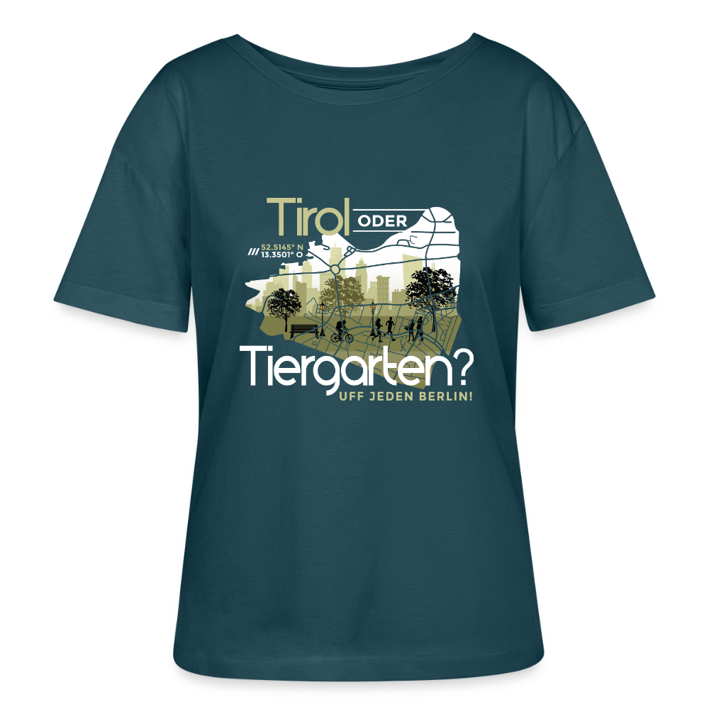 Tirol oder Tiergarten - Relaxed Rundhals Frauen Bio-T-Shirt - Dunkles Petrol
