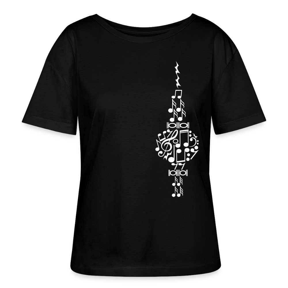 Fernsehturm der Noten - Relaxed Rundhals Frauen Bio-T-Shirt - Schwarz
