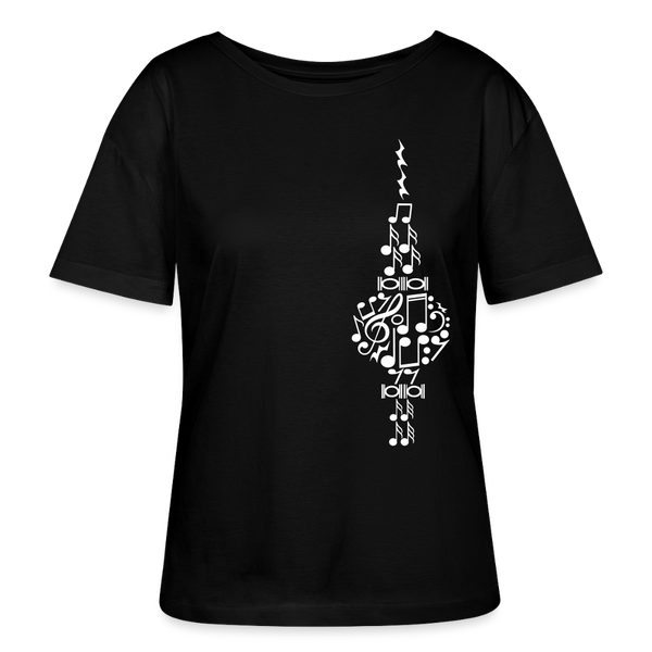 Fernsehturm der Noten - Relaxed Rundhals Frauen Bio-T-Shirt - Schwarz