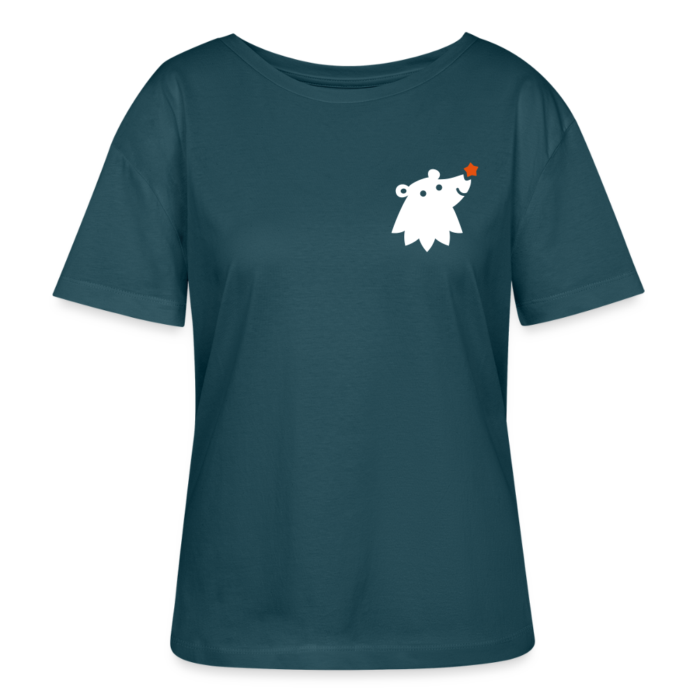 Schnauze Bär - Relaxed Rundhals Frauen Bio-T-Shirt - Dunkles Petrol