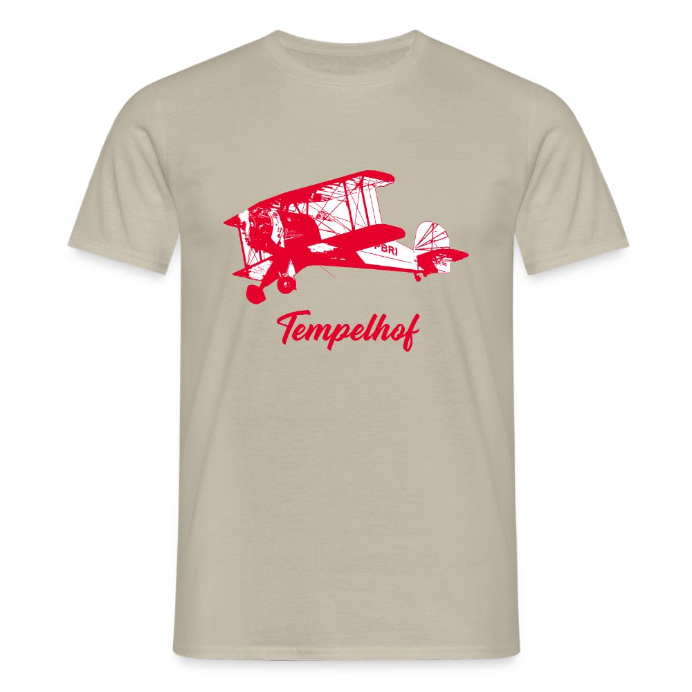 Tempelhof Flugzeug rot - Männer Premium T-Shirt - Sandbeige