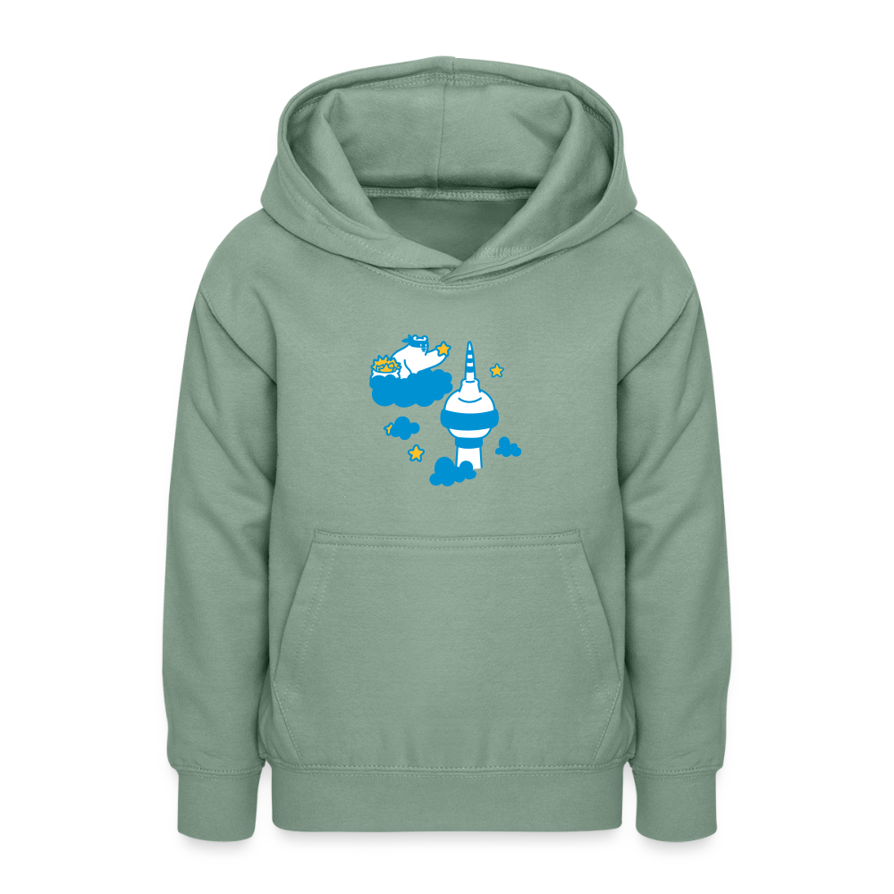 Berliner Bär bei Nacht - Teenager Hoodie - Graugrün