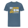 Ein Mann, Ein Biker, Ein Berliner - Männer Premium T-Shirt - Blaugrau