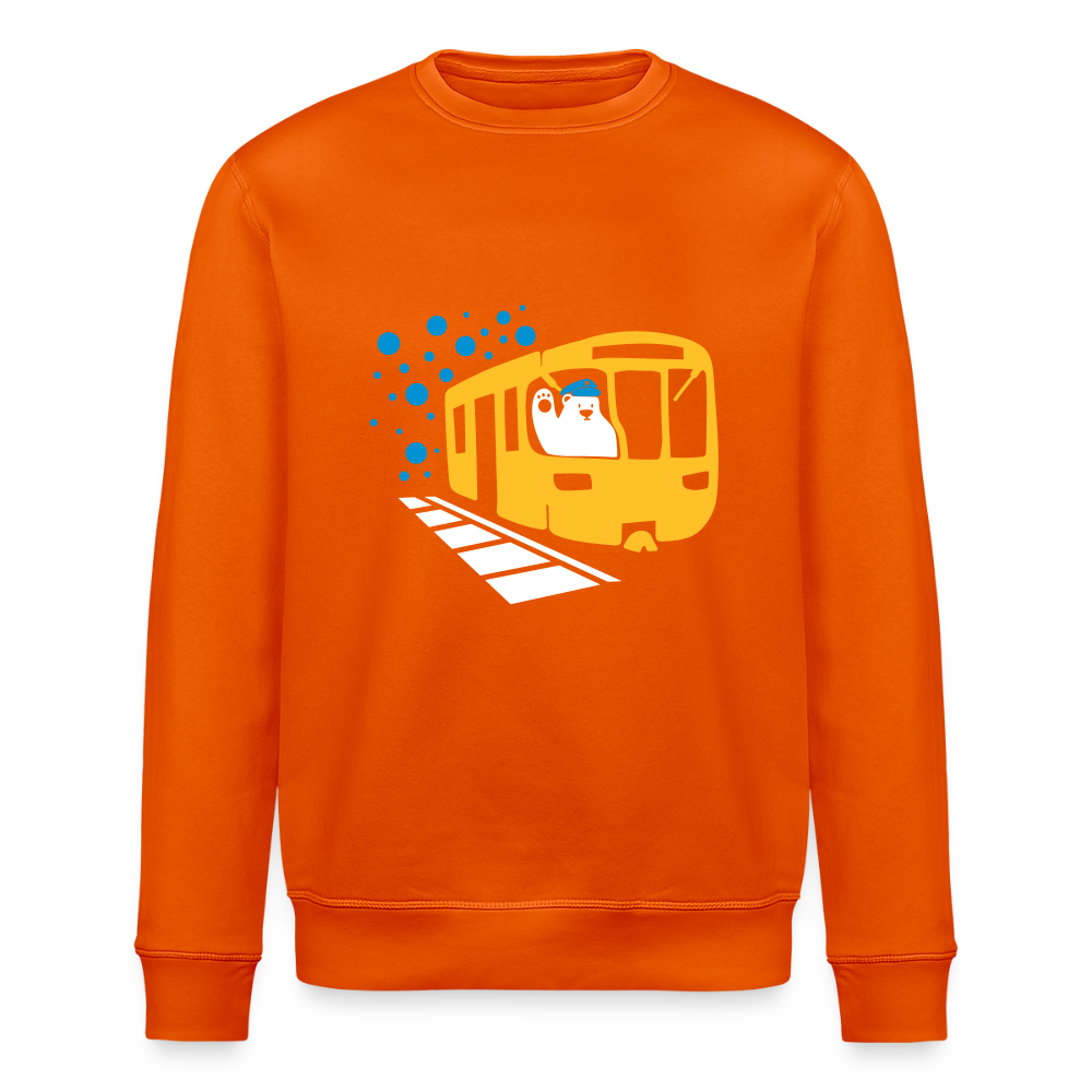 Bär in U-Bahn Kommt - Unisex Bio Sweatshirt - Tieforange