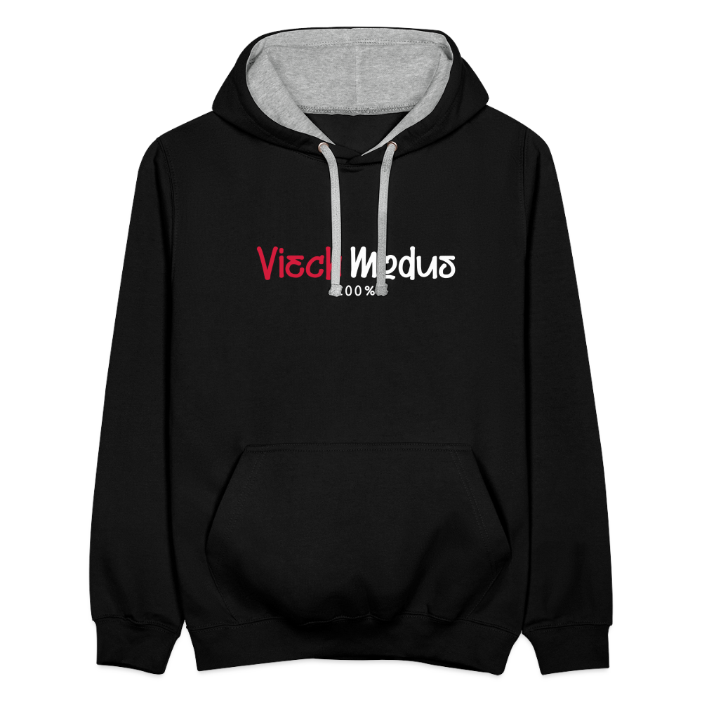 Viech Modus 100% - Kontrast Hoodie - Schwarz/Grau meliert