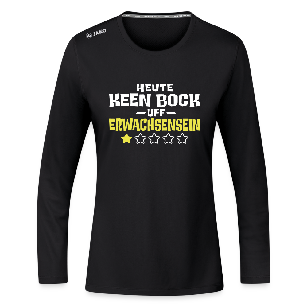 Keen Bock uff Erwachsensein - Frauen Sport Langarmshirt - Schwarz