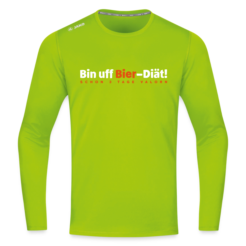 Bin uff Bier-Diät! (schon 3 Tage valorn) - Männer Sport Langamshirt - Neongrün