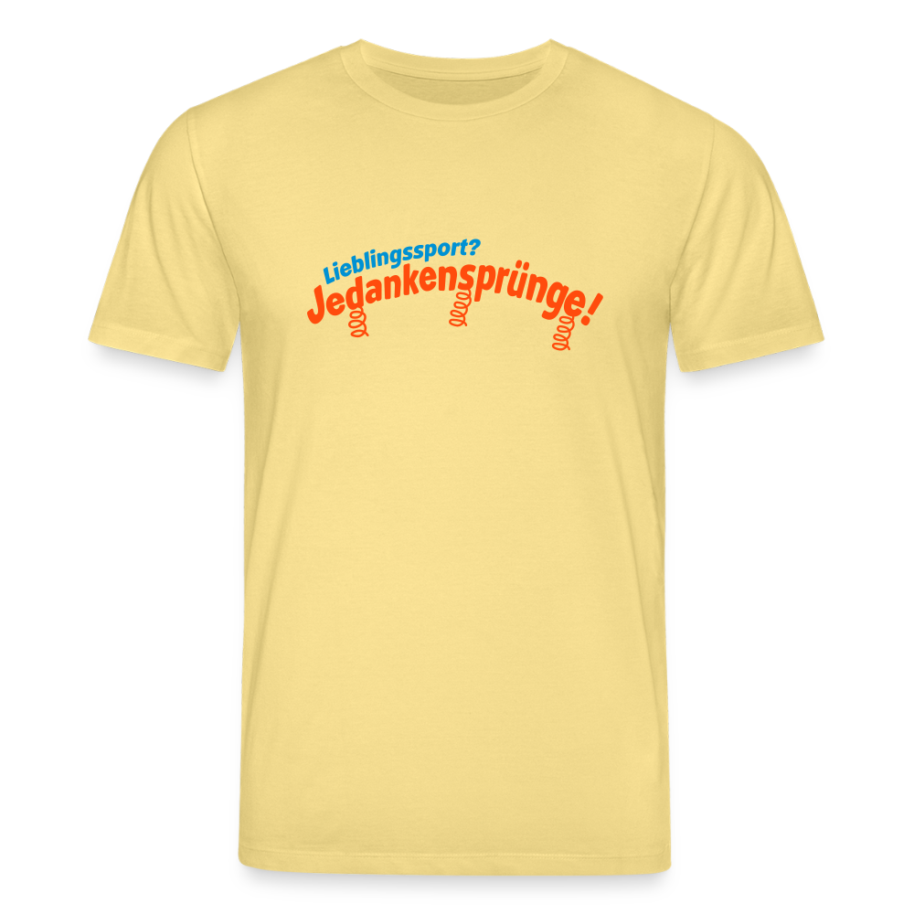 Lieblingssport? Jedankensprünge! - Unisex Bio T-Shirt - Gelb Viva