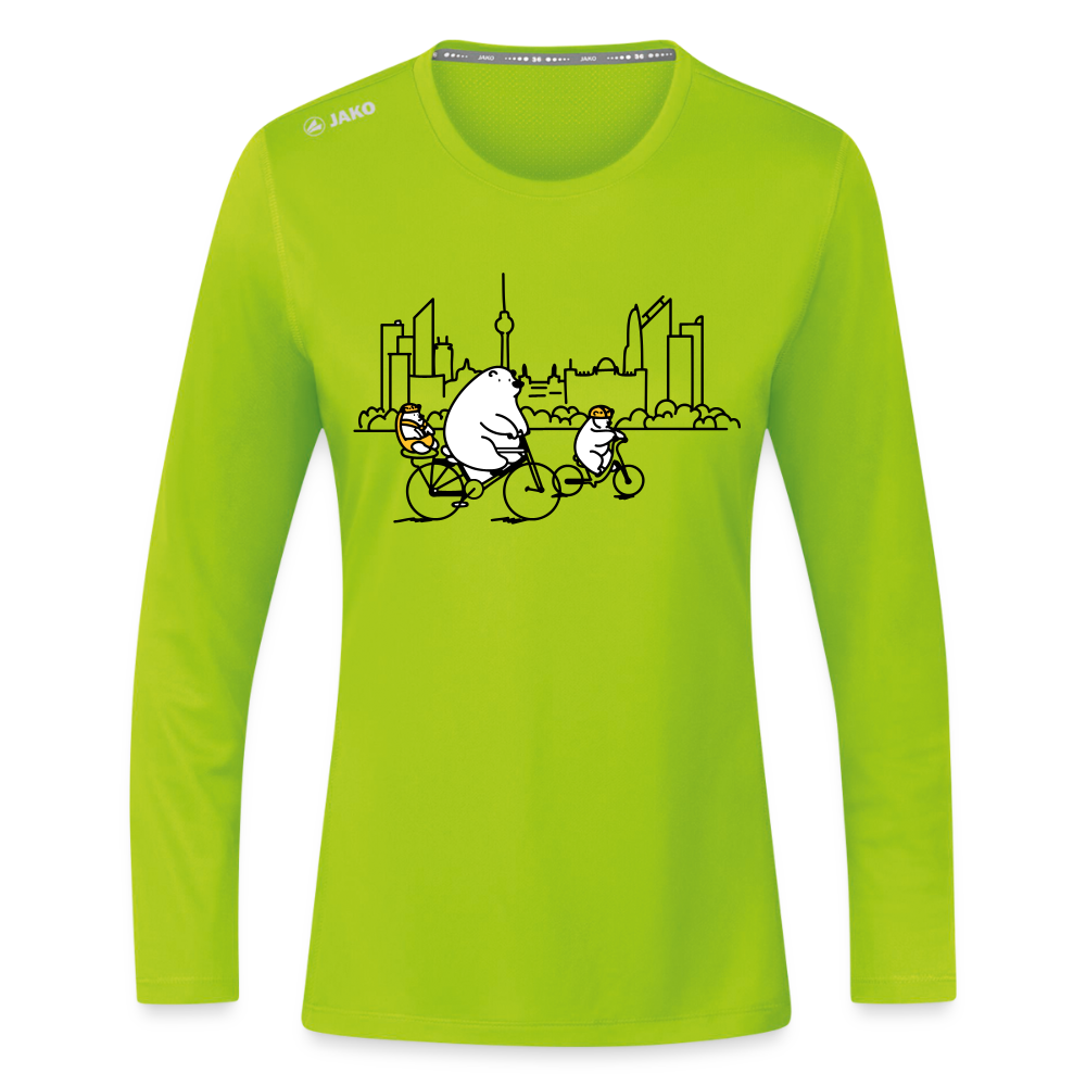 Fahrradtour Berlin - Frauen Sport Langarmshirt - Neongrün