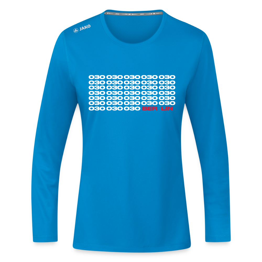 030 Berlin - Frauen Sport Langarmshirt - Saphirblau