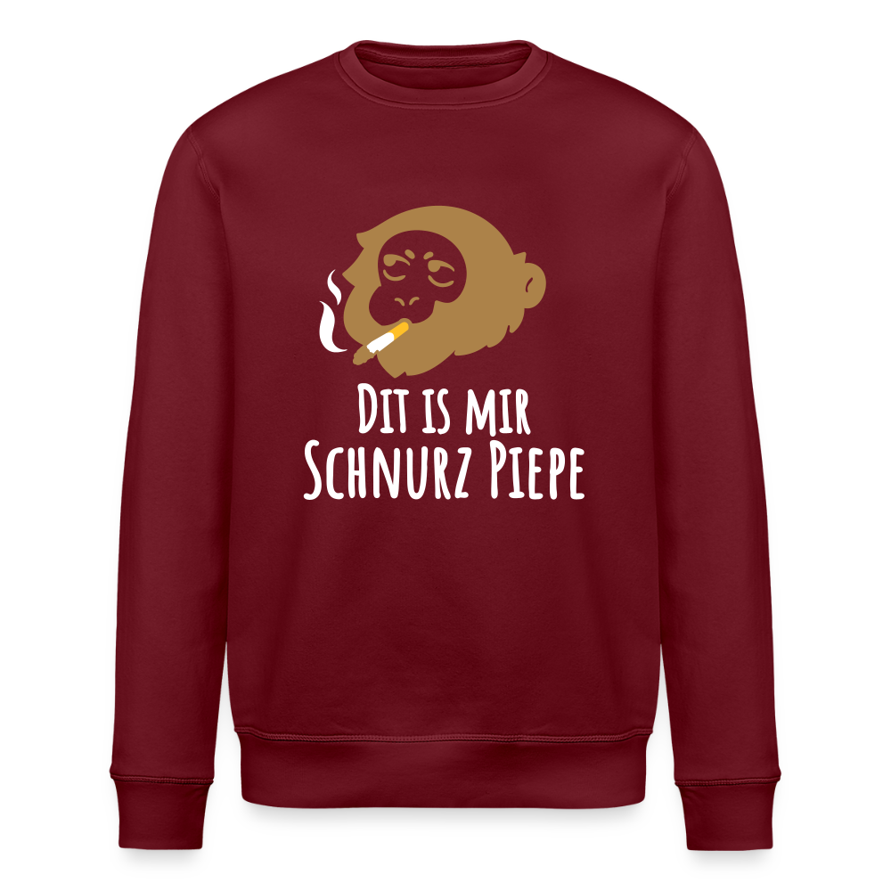 Dit is mir Schnurz Affe - Unisex Bio Sweatshirt - Burgunderrot