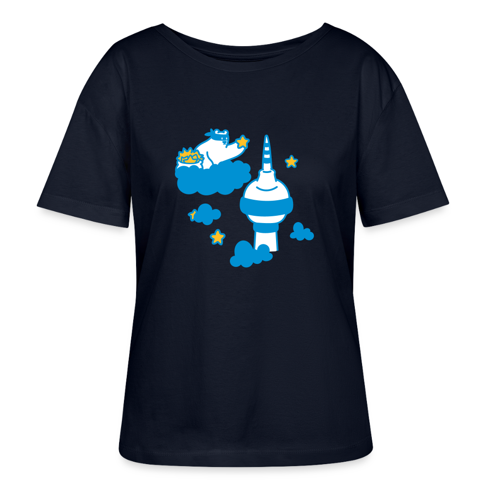 Berliner Bär bei Nacht - Relaxed Rundhals Frauen Bio-T-Shirt - Navy