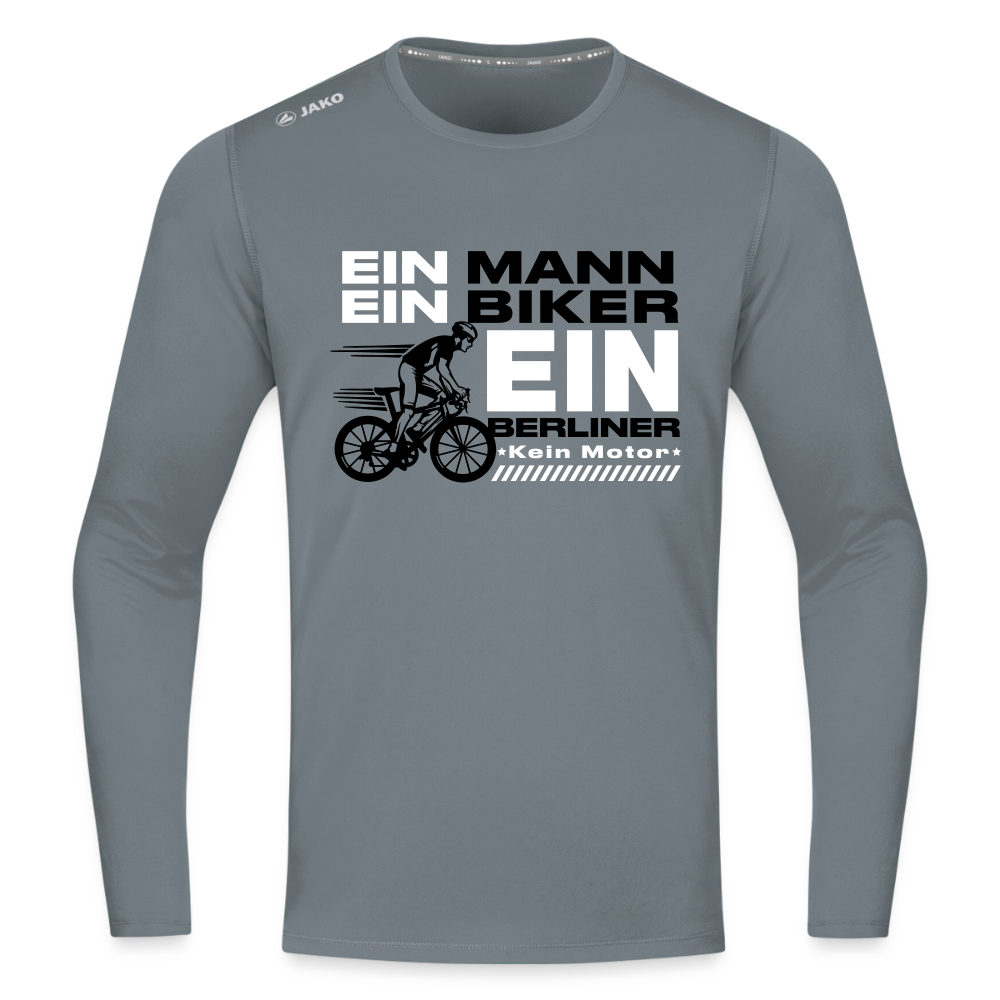 Ein Mann, Ein Biker, Ein Berliner - Männer Sport Langamshirt - Grau