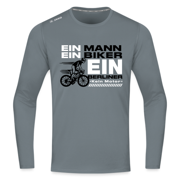 Ein Mann, Ein Biker, Ein Berliner - Männer Sport Langamshirt - Grau