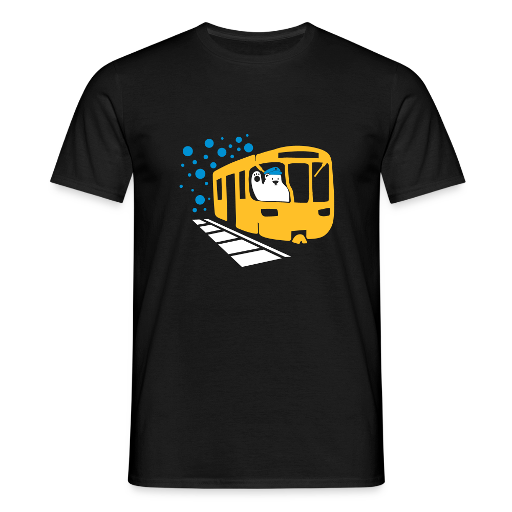 Bär in U-Bahn Kommt - Männer Premium T-Shirt - Schwarz
