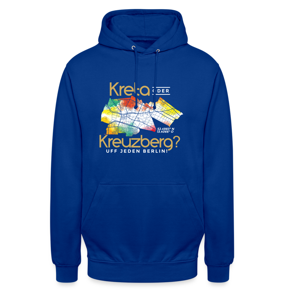 Kreta oder Kreuzberg - Unisex Hoodie - Royalblau
