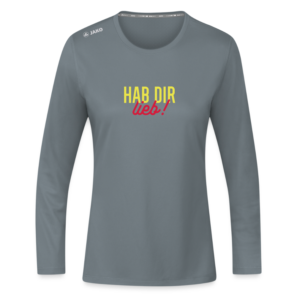 Hab Dir Lieb! - Frauen Sport Langarmshirt - Grau